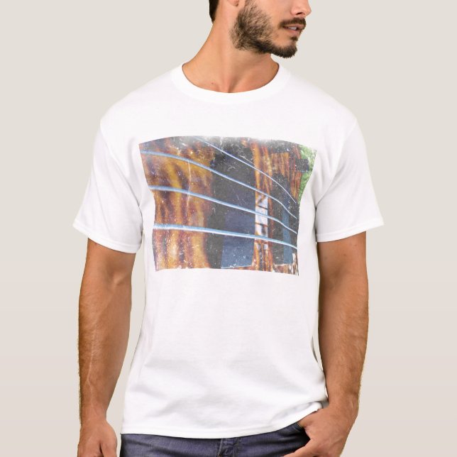 Four string bass bridge close up photo grunge T-Shirt (Front)