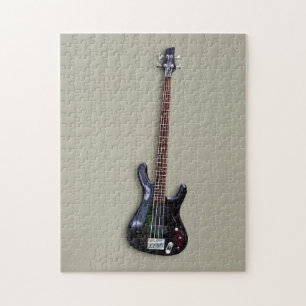 Four String Black Guitar Jigsaw Puzzle
