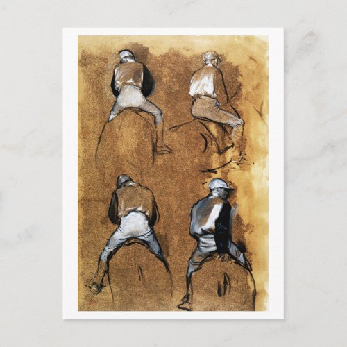 Four Studies of a Jockey Edgar Degas Postcard