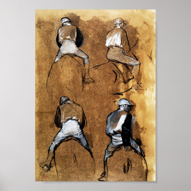 Four Studies of a Jockey, Edgar Degas Poster (Front)