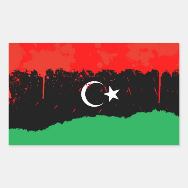 FOUR Stylized Kingdom of Libya Flag (1951-1969) Rectangular Sticker (Front)