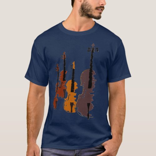 Four stylized Violins Violin Player T_Shirt