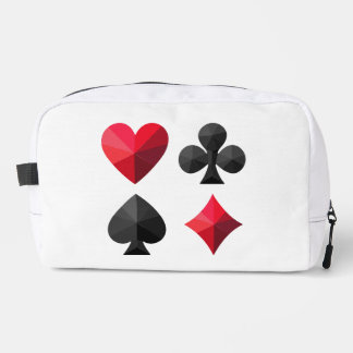 Four suits of playing cards: hearts, clubs, spades dopp kit