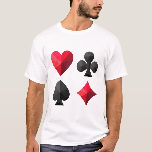 Four suits of playing cards: hearts, clubs, spades T-Shirt (Front)