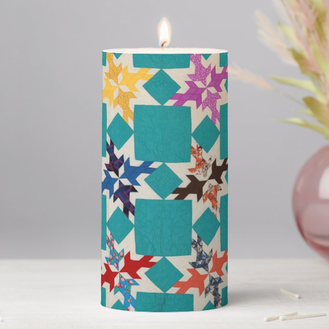 Four Swallows quilt Pillar Candle (In Situ)