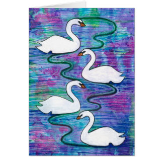 Four Swans-a-Swimming Cards