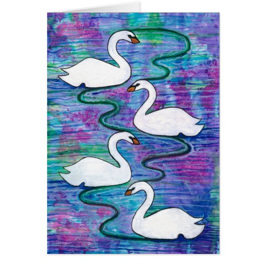Four Swans-a-Swimming Cards (Front)