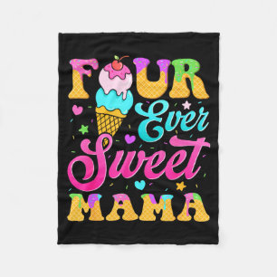Four sweet mama 4th birthday girl ice cream drip fleece blanket