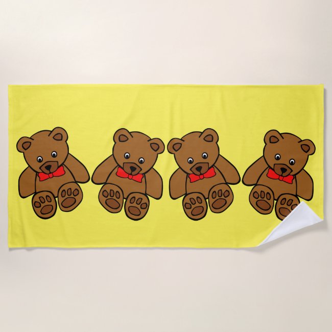 Four Sweet Teddy Bears Beach Towel