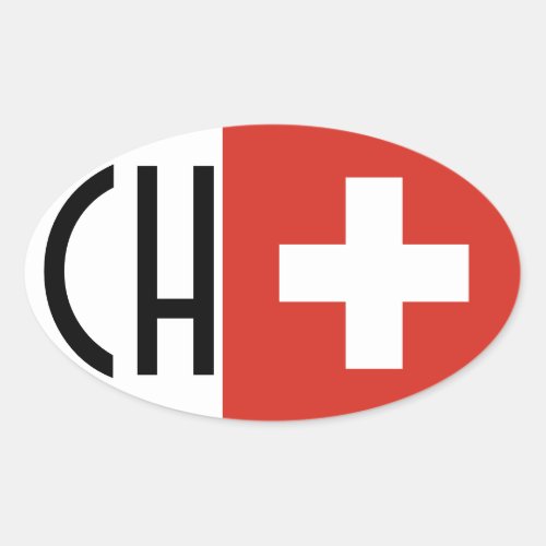 FOUR Switzerland Flag CH Oval Sticker