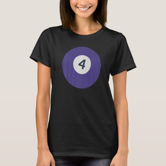 Four Team Number 4 Lucky Purple Ball Billiards Poo T-Shirt (Front)