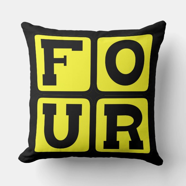 FOUR The Number Square Design Funny Age Years Old Throw Pillow (Front)