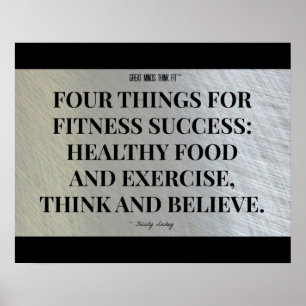 Four Things for Fitness Success: Black and Steel Poster