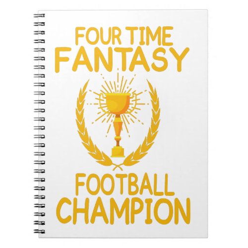 four time fantasy football champion gift notebook