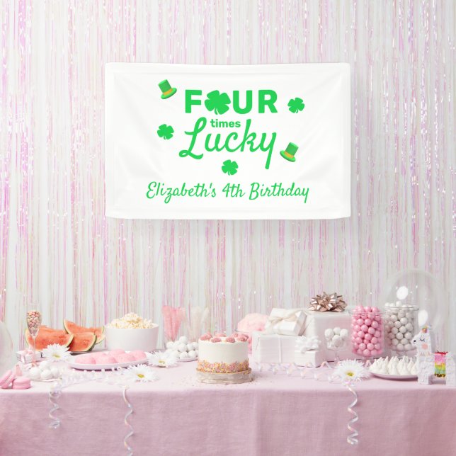 Four Times Lucky 4th Birthday Banner (Party)