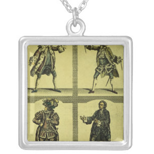 Four Tragic Roles Silver Plated Necklace