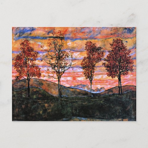 Four Trees art by Egon Schiele Postcard