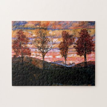 Four Trees By Egon Schiele Fine Art Jigsaw Puzzle by GalleryGreats at Zazzle