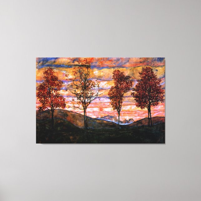 Four Trees by Egon Schiele Large Fine Art Canvas Print (Front)