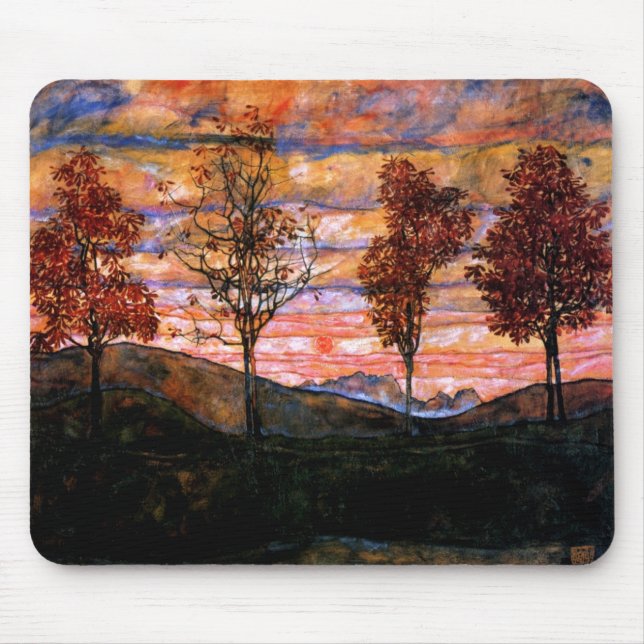 Four Trees by Egon Schiele Mouse Pad (Front)