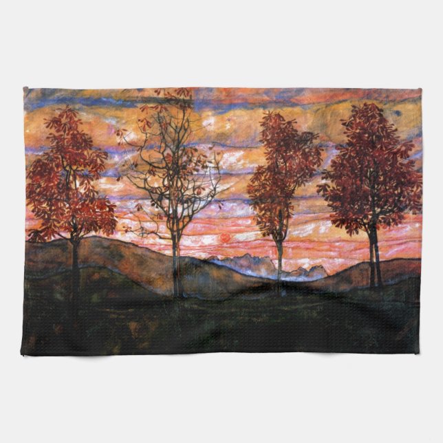 Four Trees by Egon Schiele Towel (Horizontal)