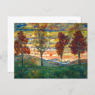 Four Trees   Egon Schiele   Postcard