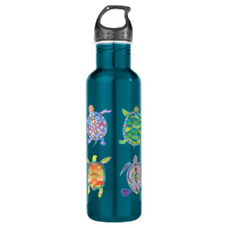 FOUR TURTLE FRIENDS SAVE THE PLANET STAINLESS STEEL WATER BOTTLE
