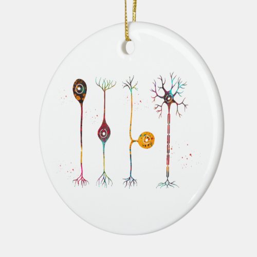 Four types of neurons ceramic ornament