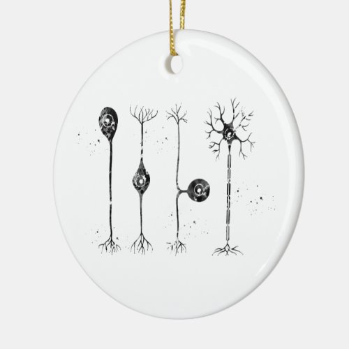 Four types of neurons ceramic ornament