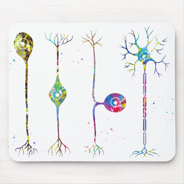 Four types of neurons mouse pad (Front)