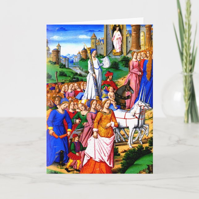 "Four Unicorns lead the Procession" Holiday Card (Front)