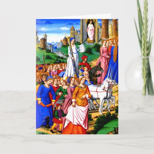 Four Unicorns lead the Procession Holiday Card