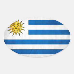 FOUR Uruguay National Flag Oval Sticker