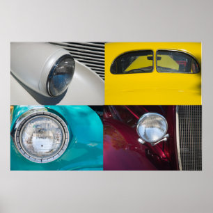 Four Vintage Cars Poster