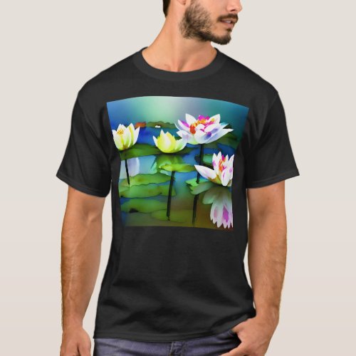Four Water lilies in a pond T_Shirt