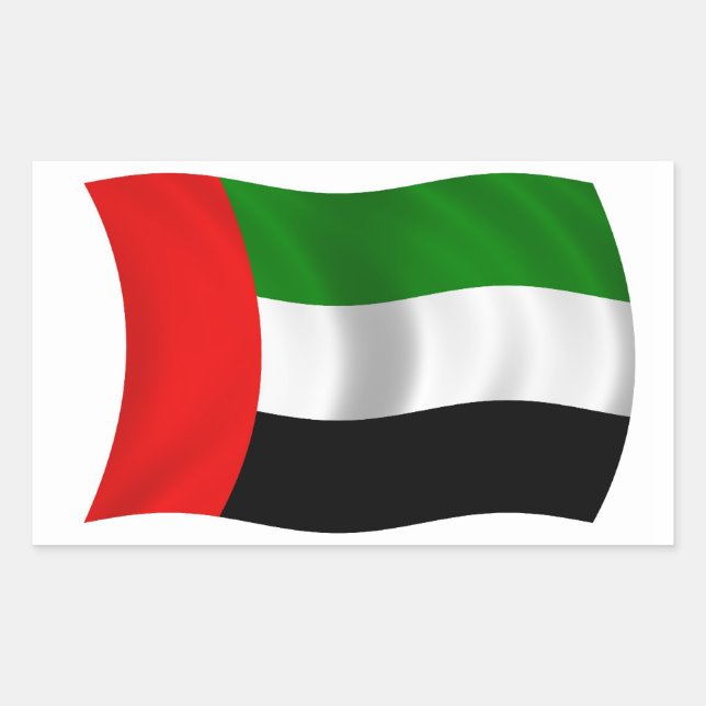 FOUR Waving UAE Flag Rectangular Sticker (Front)