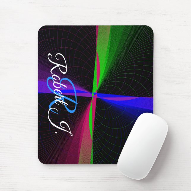 Four-Way Geometric Wave Mouse Pad (With Mouse)