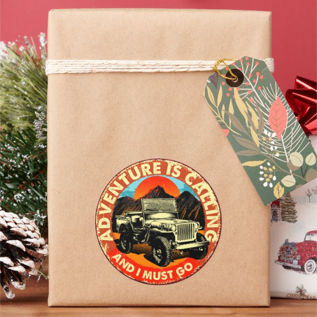 Four Wheel Drive Adventure Is Calling And I Must  Classic Round Sticker (Holiday)