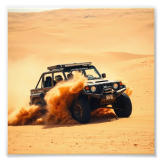 Four-wheel drive sand racing car photo print