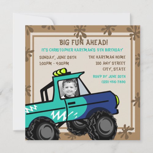 Four Wheel Fun/ Birthday Invite