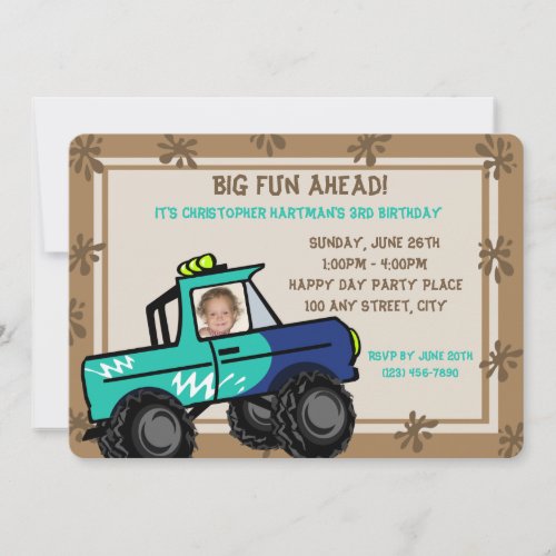 Four Wheel Fun Birthday Invitation