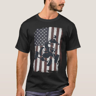 Four Wheeler ATV Quad Racing Rider USA American Fl T-Shirt