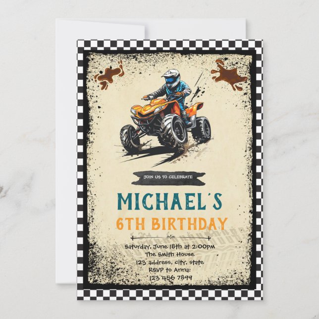 Four wheeler birthday invitation (Front)