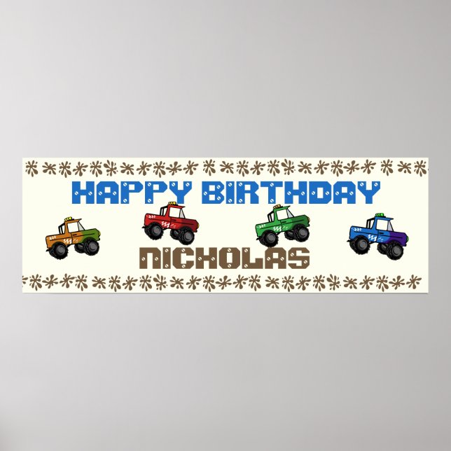 Four Wheeling Truck Birthday Sign (Front)