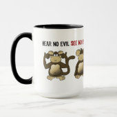 Four Wise Monkeys Funny Cartoon Design Mug (Left)