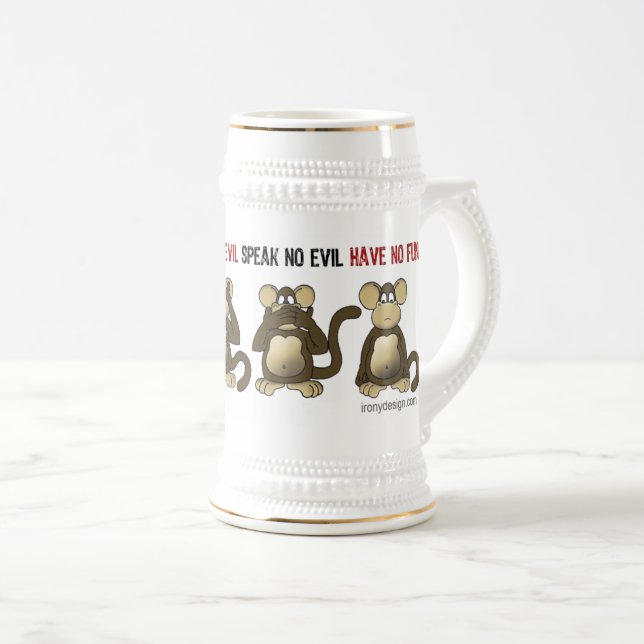 Four Wise Monkeys Humor Beer Stein (Front Right)