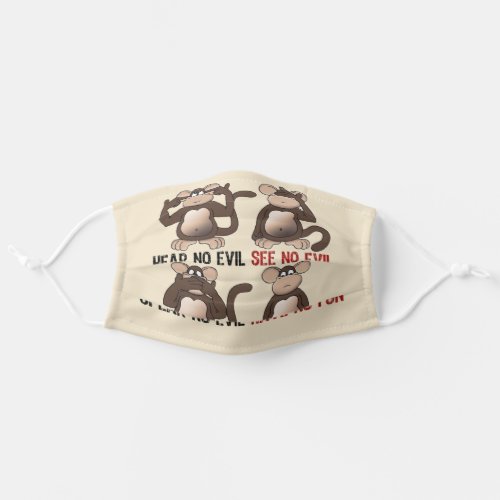 Four Wise Monkeys Humour Adult Cloth Face Mask