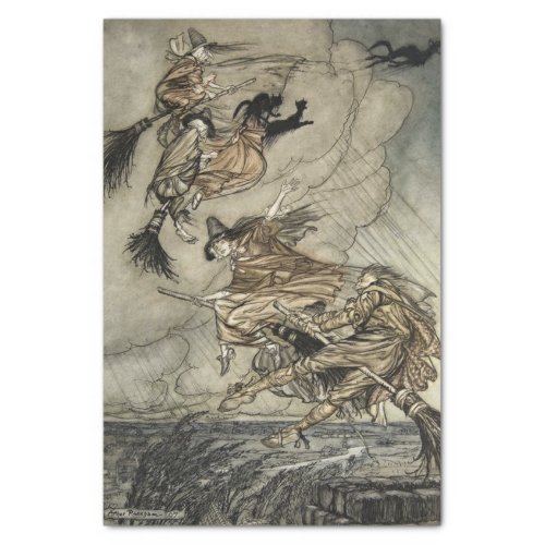 Four Witches Up The Chimney by Arthur Rackam Tissue Paper