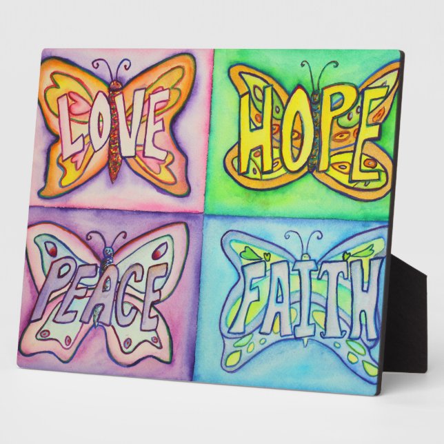 Four Word Butterfly Wings Art Painting Gift Plaque (Side)