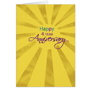 Four Year Employee Business Anniversary Sun Cards